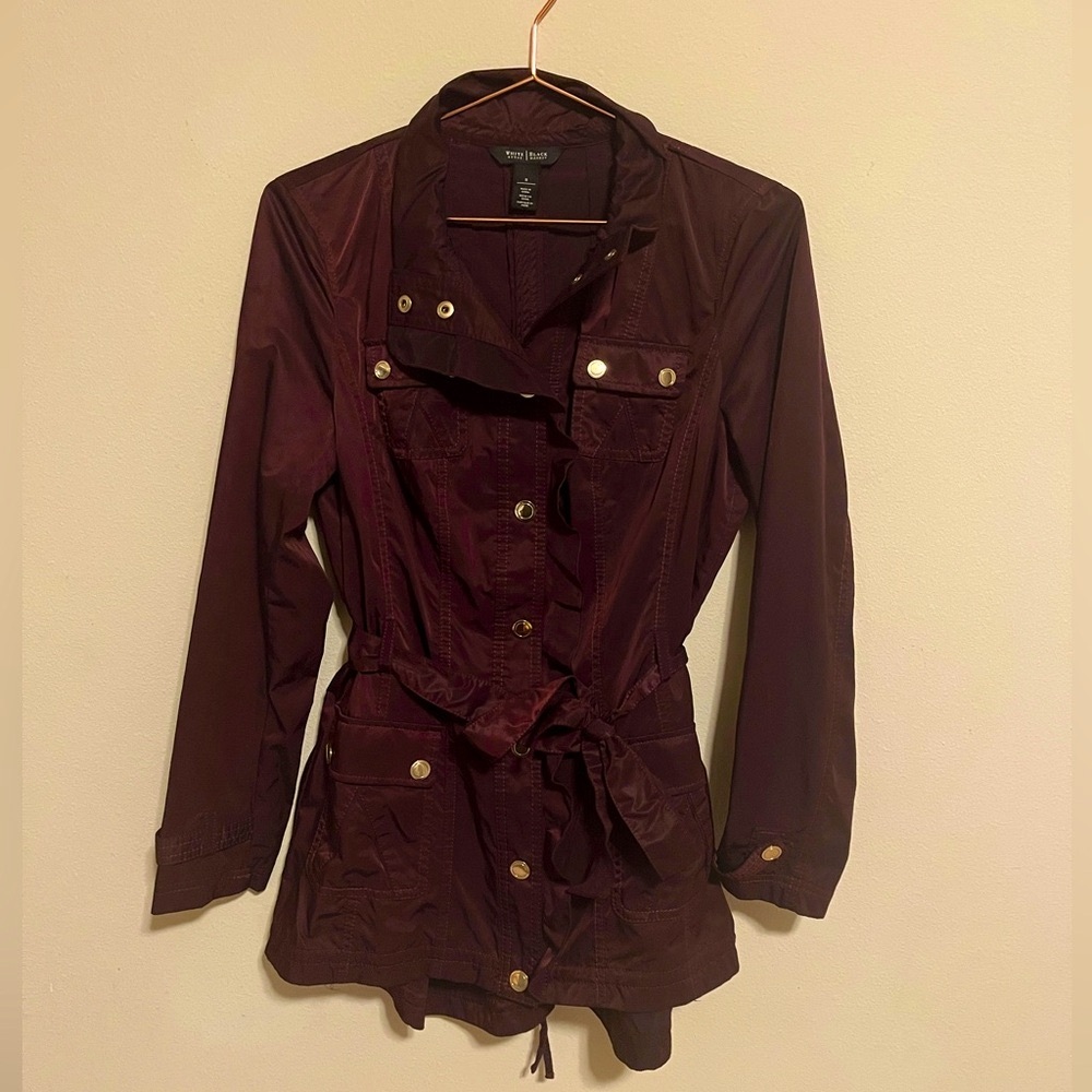 White House Black Market maroon wind breaker jacket size 8 - Picture 3 of 9